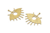 Brass Eye Charm, 6 Textured Raw Brass Eye Charms With 1 Loop, Pendants, Earrings (43x39x1mm) D1136