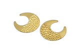 Brass Moon Charm, 10 Textured Raw Brass Horn Charms With 2 Holes, Findings, Connectors (30x13.5x0.60mm) D955