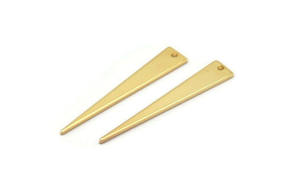 Gold Triangle Charm, 6 Gold Plated Brass Triangle Charms With 1 Hole, Earrings, Findings (37x6x1mm) D1016 Q0904