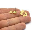 Brass Flower Earring, 8 Raw Brass Tulip Flower Shaped Stud Earrings (17x12x0.80mm) A2660