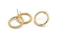 Altın Kaplamalı Halka Küpe, 2 Altın Kaplamalı Pirinç Halka Küpe (24x2mm) N1701