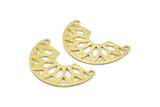 Ethnic Brass Pendant, Raw Brass Semi Circle Pendants with 2 Holes (37x23x14x1 mm) N0122