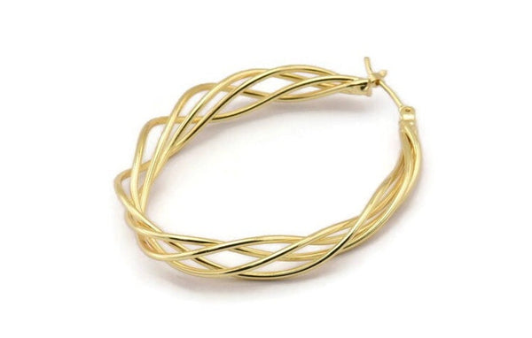 Gold Drop Earring, 2 Gold Plated Brass Wire Drop Earrings (50x39mm) D1314 Q0936