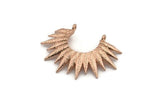 Rose Gold Sun Pendant, Rose Gold Plated Brass Sun Ethnic Pendants With 2 Loops, Findings, Charms (35.5x25x3.7mm) E211 Q1028