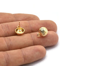 Gold Shell Earring, 4 Gold Plated Brass Sea Shell Stud Earrings With 1 Loop, Findings (13x10mm) N1445