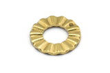 Brass Ring Charm, 12 Raw Brass Wavy Round Charm Earrings With 1 Hole, Findings (18x1mm) D889