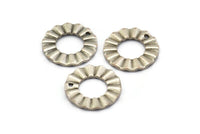 Silver Ring Charm, 8 Antique Silver Plated Brass Wavy Round Charm Earrings With 1 Hole, Findings (18x1mm) D889