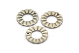 Silver Ring Charm, 8 Antique Silver Plated Brass Wavy Round Charm Earrings With 1 Hole, Findings (18x1mm) D889