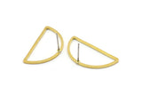 Semi Circle Earring, 8 Raw Brass Semi Circle Stud Earrings (30x15x1.2mm) Bs 1173 A1361
