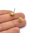 Brass Flower Earring, 8 Raw Brass Taraxacum Stud Earrings With 1 Loop (10mm) N1177