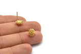 Gold Flower Earring, 4 Gold Plated Brass Taraxacum Stud Earrings With 1 Loop (10mm) N1177