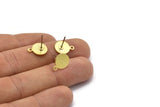 Brass Circle Earring, 10 Textured Raw Brass Round Stud Earrings With 1 Loop (13x10x0.80mm) M340 A1624