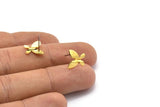 Brass Butterfly Earring, 12 Raw Brass Butterfly Stud Earrings (10mm) BS 1278 A2179