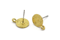 Brass Earring Posts, 12 Raw Brass Round Earring Stud, Earring Charms With 1 Loop (9mm) N0803
