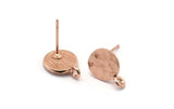 Rose Gold Earring Posts, 6 Rose Gold Plated Brass Round Earring Stud, Earring Charms With 1 Loop (9mm) N0803 Q0825
