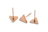 Rose Gold Triangle Earring, 6 Rose Gold Plated Brass Triangle Stud Earrings (8mm) D1465