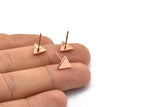 Rose Gold Triangle Earring, 6 Rose Gold Plated Brass Triangle Stud Earrings (8mm) D1465