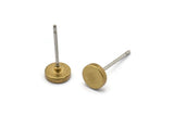 Brass Round Earring, 12 Raw Brass Round Stud Earrings (6mm) D1451