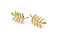 Gold Leaf Earring, 4 Gold Plated Brass Leaf Stud Earrings, Findings (23x12x1.2mm) N1631