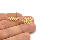 Gold Leaf Earring, 4 Gold Plated Brass Leaf Stud Earrings, Findings (23x12x1.2mm) N1631