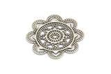Snowflake Filigree Charm, 10 Antique Silver Plated Brass Snowflake Filigree With 1 Hole, Connectors, Charms (28mm) Brs 406 A0276