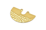 Semi Circle Charm, 2 Gold Plated Brass Semi Circle Charm Pendants With 2 Holes, Pendants, Findings (33x22x0.70mm) D1063