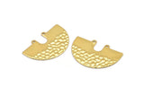 Semi Circle Charm, 2 Gold Plated Brass Semi Circle Charm Pendants With 2 Holes, Pendants, Findings (33x22x0.70mm) D1063