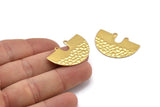 Semi Circle Charm, 2 Gold Plated Brass Semi Circle Charm Pendants With 2 Holes, Pendants, Findings (33x22x0.70mm) D1063