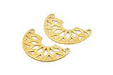 Ethnic Gold Pendant, 1 Gold Plated Semi Circle Pendants with 2 Holes (37x23x14x1 mm) N0122 Q0255