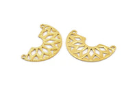 Ethnic Gold Pendant, 1 Gold Plated Semi Circle Pendants with 2 Holes (37x23x14x1 mm) N0122 Q0255