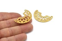 Ethnic Gold Pendant, 1 Gold Plated Semi Circle Pendants with 2 Holes (37x23x14x1 mm) N0122 Q0255