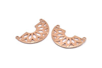 Ethnic Rose Gold Pendant, 1 Rose Gold Plated Semi Circle Pendants with 2 Holes (37x23x14x1 mm) N0122 Q0255