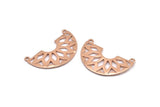 Ethnic Rose Gold Pendant, 1 Rose Gold Plated Semi Circle Pendants with 2 Holes (37x23x14x1 mm) N0122 Q0255