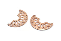 Ethnic Rose Gold Pendant, 1 Rose Gold Plated Semi Circle Pendants with 2 Holes (37x23x14x1 mm) N0122 Q0255
