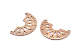 Ethnic Rose Gold Pendant, 1 Rose Gold Plated Semi Circle Pendants with 2 Holes (37x23x14x1 mm) N0122 Q0255
