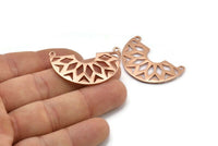 Ethnic Rose Gold Pendant, 1 Rose Gold Plated Semi Circle Pendants with 2 Holes (37x23x14x1 mm) N0122 Q0255