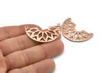 Ethnic Rose Gold Pendant, 1 Rose Gold Plated Semi Circle Pendants with 2 Holes (37x23x14x1 mm) N0122 Q0255
