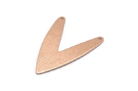 Rose Gold Letter Charm, 2 Textured Rose Gold Plated Brass V Shape Connectors With 2 Holes, Findings (31x22.5x0.80mm) D995 Q0869