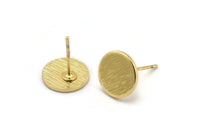 Gold Round Earring, 6 Textured Gold Plated Brass Round Stud Earrings (10x1mm) D868 A1920