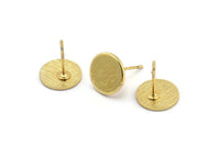 Gold Round Earring, 6 Textured Gold Plated Brass Round Stud Earrings (10x1mm) D868 A1920