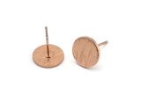 Rose Gold Round Earring, 6 Rose Gold Brass Round Stud Earrings (10x1mm) D868 A1920