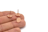 Rose Gold Round Earring, 6 Rose Gold Brass Round Stud Earrings (10x1mm) D868 A1920