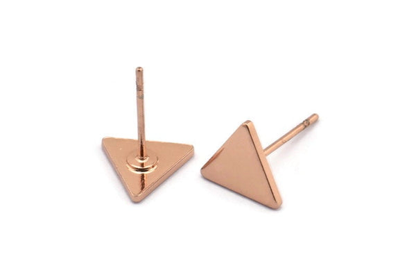 Rose Gold Triangle Earring, 8 Rose Gold Plated Brass Triangle Stud Earrings (8x1mm) M01237 A2013