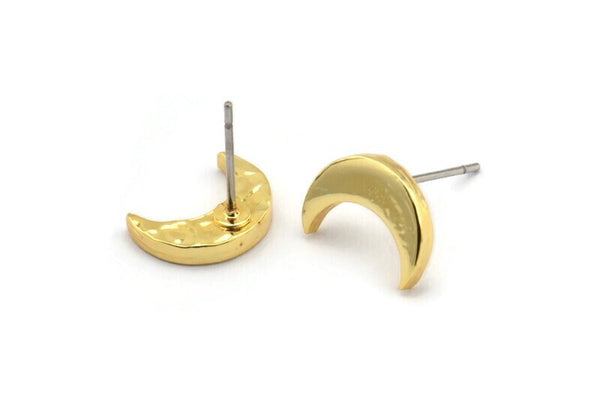 Altın Ay Küpe, 4 Altın Kaplama Pirinç Hilal Ay Küpe (12x4x2mm) N1588