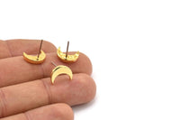 Altın Ay Küpe, 4 Altın Kaplama Pirinç Hilal Ay Küpe (12x4x2mm) N1588