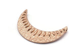Gül Altın Hilal Kolye, 2 Halkalı 1 Gül Altın Kaplamalı Pirinç Dokulu Hilal Kolye (34x11mm) V053