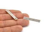Silver Rectangle Earring, 4 Textured Antique Silver Plated Brass Rectangle Stud Earrings (41x6x0.90mm) M998 A1991