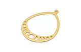 Gold Drop Earring, 2  Gold Plated Brass Moon Phases Drop Earrings With 1 Loop, Charms, Pendants, Findings (47x35x1mm) V130