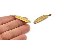 Pirinç Amazon Yaprakları, 4 Ham Pirinç Yaprak Bağlantı Tılsımı, 2 Delikli Kabile Kolye Uçları (43x9,5 mm) N0370