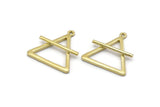 Brass Element Charm, 2 Raw Brass Air Element Symbol Charms With 1 Loop (26x25mm) N1972